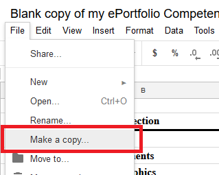 Showing "Make a copy..." in the file drop down menu