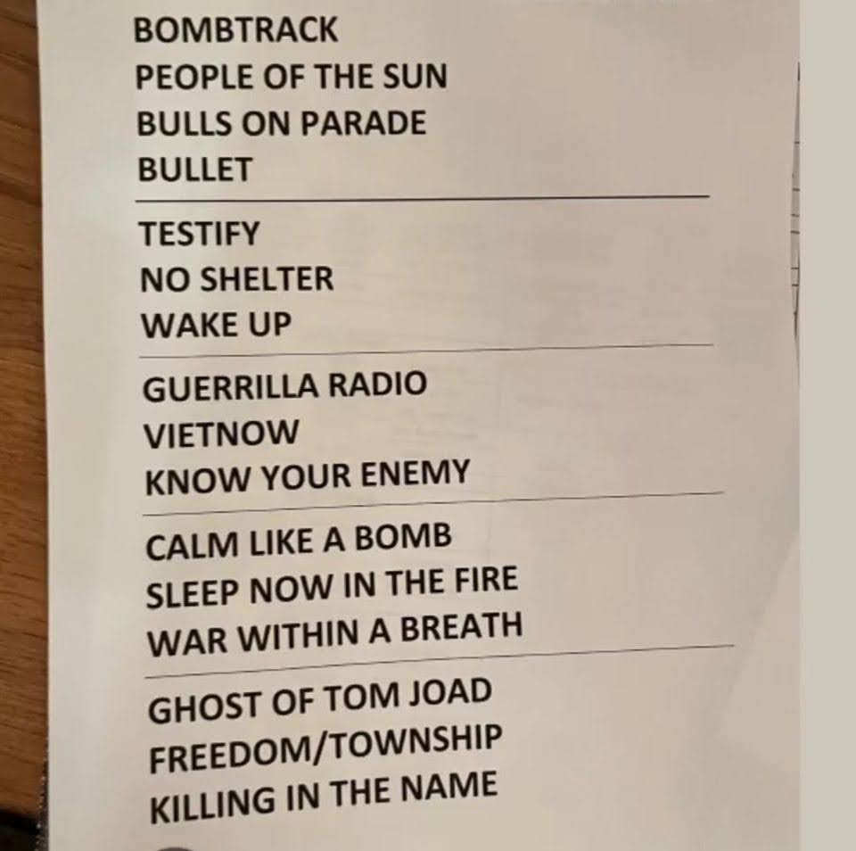 Rage Against the Machine Setlist from July 15 at Bluesfest.